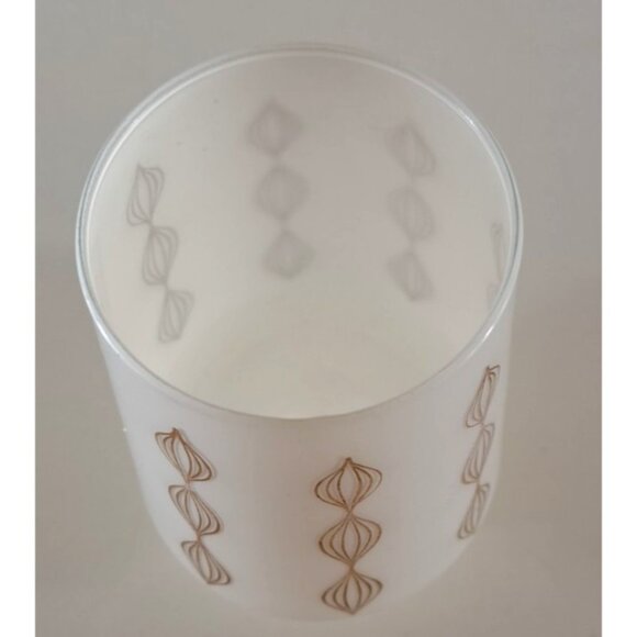 Vintage Milk Glass Lamp Shade Chimney Cover MCM Atomic Gold Drip 1.5" Neck - Picture 2 of 4